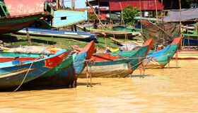 Wooden Boats on Tonle Sap Lake, Cambodia